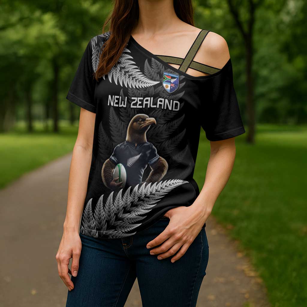 New Zealand Rugby Custom Cross Shoulder Shirt Glory Be To Black Silver-fern - Polynesian Pride