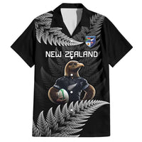 New Zealand Rugby Custom Family Matching Off Shoulder Short Dress and Hawaiian Shirt Glory Be To Black Silver-fern LT9 Dad's Shirt - Short Sleeve Black - Polynesian Pride