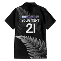 New Zealand Rugby Custom Family Matching Off Shoulder Short Dress and Hawaiian Shirt Glory Be To Black Silver-fern LT9 - Polynesian Pride