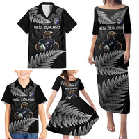New Zealand Rugby Custom Family Matching Puletasi and Hawaiian Shirt Glory Be To Black Silver-fern - Polynesian Pride