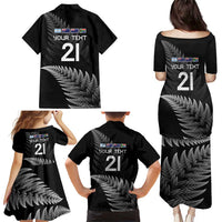 New Zealand Rugby Custom Family Matching Puletasi and Hawaiian Shirt Glory Be To Black Silver-fern - Polynesian Pride