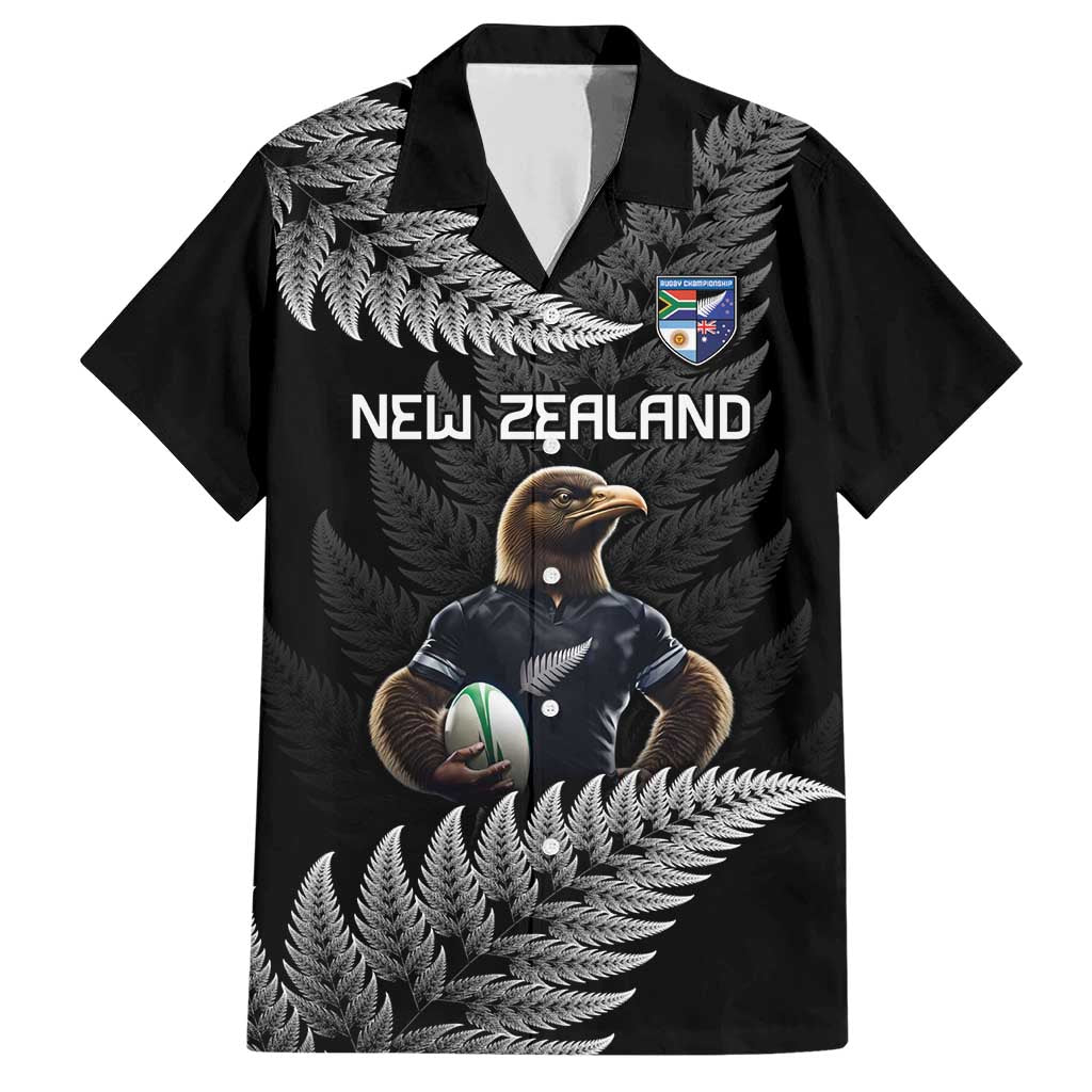 New Zealand Rugby Custom Family Matching Short Sleeve Bodycon Dress and Hawaiian Shirt Glory Be To Black Silver-fern - Polynesian Pride