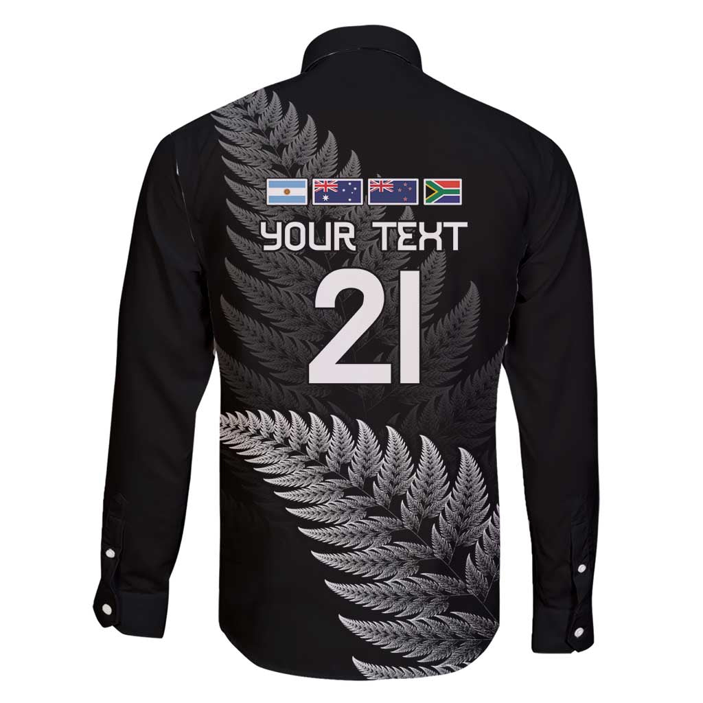 New Zealand Rugby Custom Family Matching Short Sleeve Bodycon Dress and Hawaiian Shirt Glory Be To Black Silver-fern - Polynesian Pride