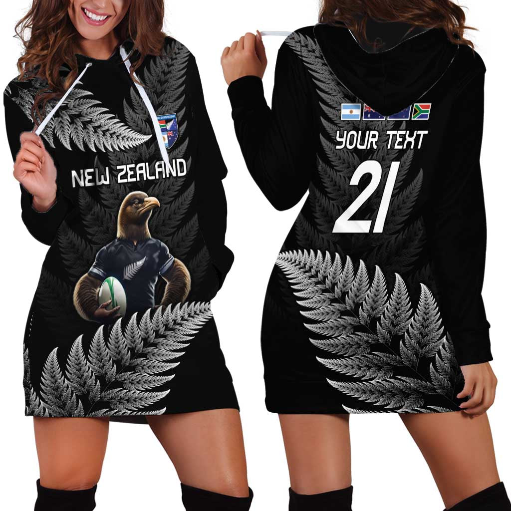 New Zealand Rugby Custom Hoodie Dress Glory Be To Black Silver-fern - Polynesian Pride