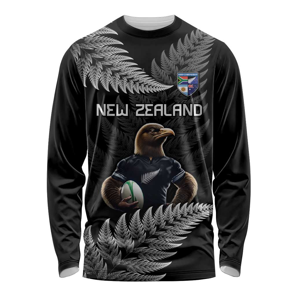 New Zealand Rugby Custom Long Sleeve Shirt Glory Be To Black Silver-fern - Polynesian Pride