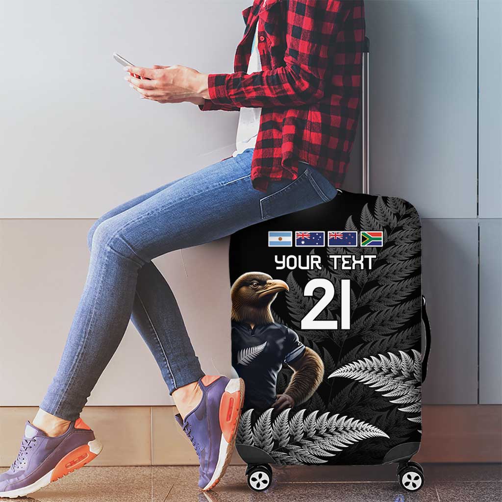 New Zealand Rugby Custom Luggage Cover Glory Be To Black Silver-fern - Polynesian Pride