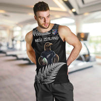 New Zealand Rugby Custom Men Tank Top Glory Be To Black Silver-fern - Polynesian Pride