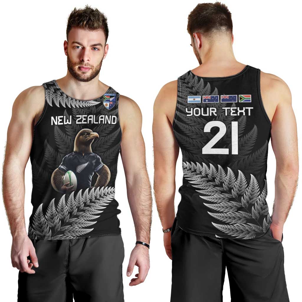 New Zealand Rugby Custom Men Tank Top Glory Be To Black Silver-fern - Polynesian Pride