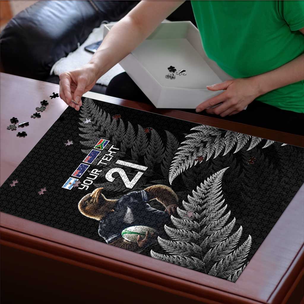 New Zealand Rugby Custom Puzzle Glory Be To Black Silver-fern - Polynesian Pride