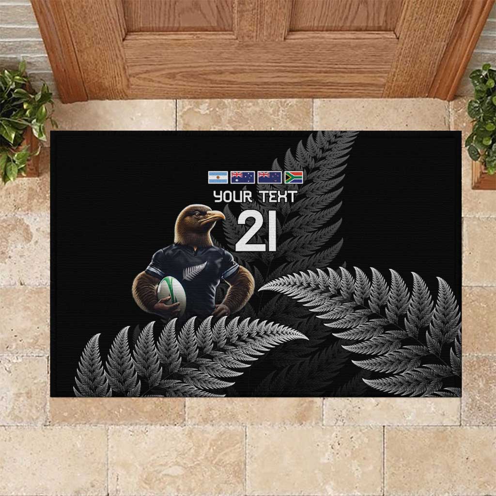 New Zealand Rugby Custom Rubber Doormat Glory Be To Black Silver-fern - Polynesian Pride