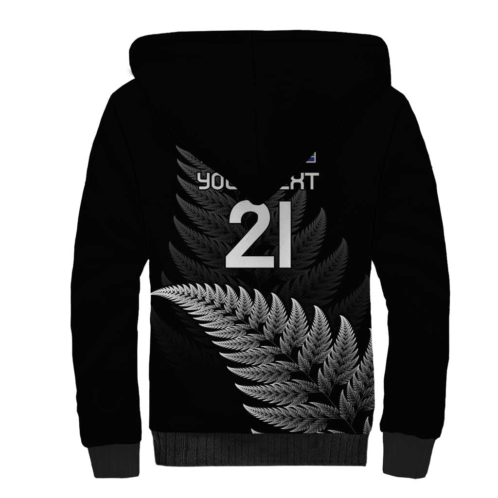 New Zealand Rugby Custom Sherpa Hoodie Glory Be To Black Silver-fern LT9 - Polynesian Pride