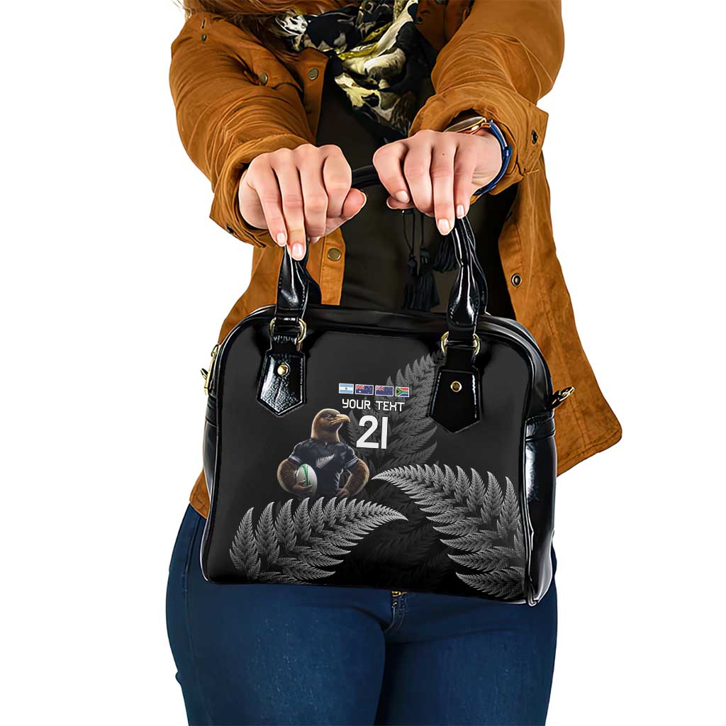 New Zealand Rugby Custom Shoulder Handbag Glory Be To Black Silver-fern - Polynesian Pride