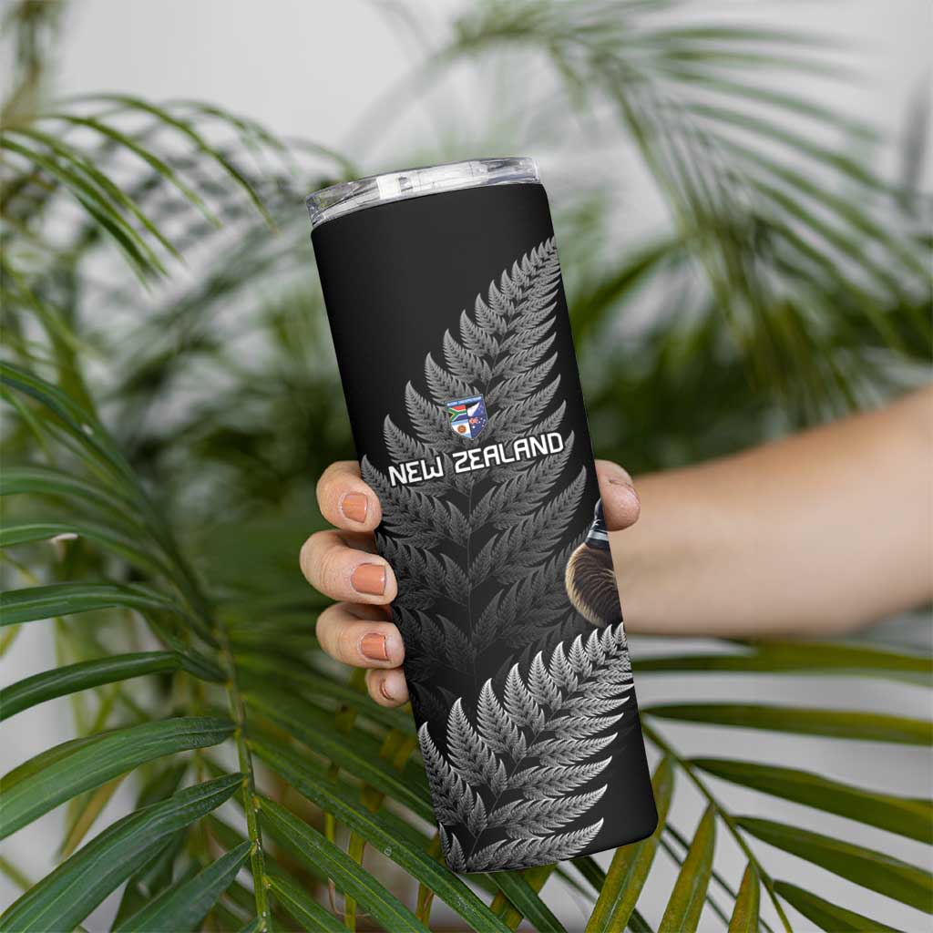 New Zealand Rugby Custom Skinny Tumbler Glory Be To Black Silver-fern - Polynesian Pride