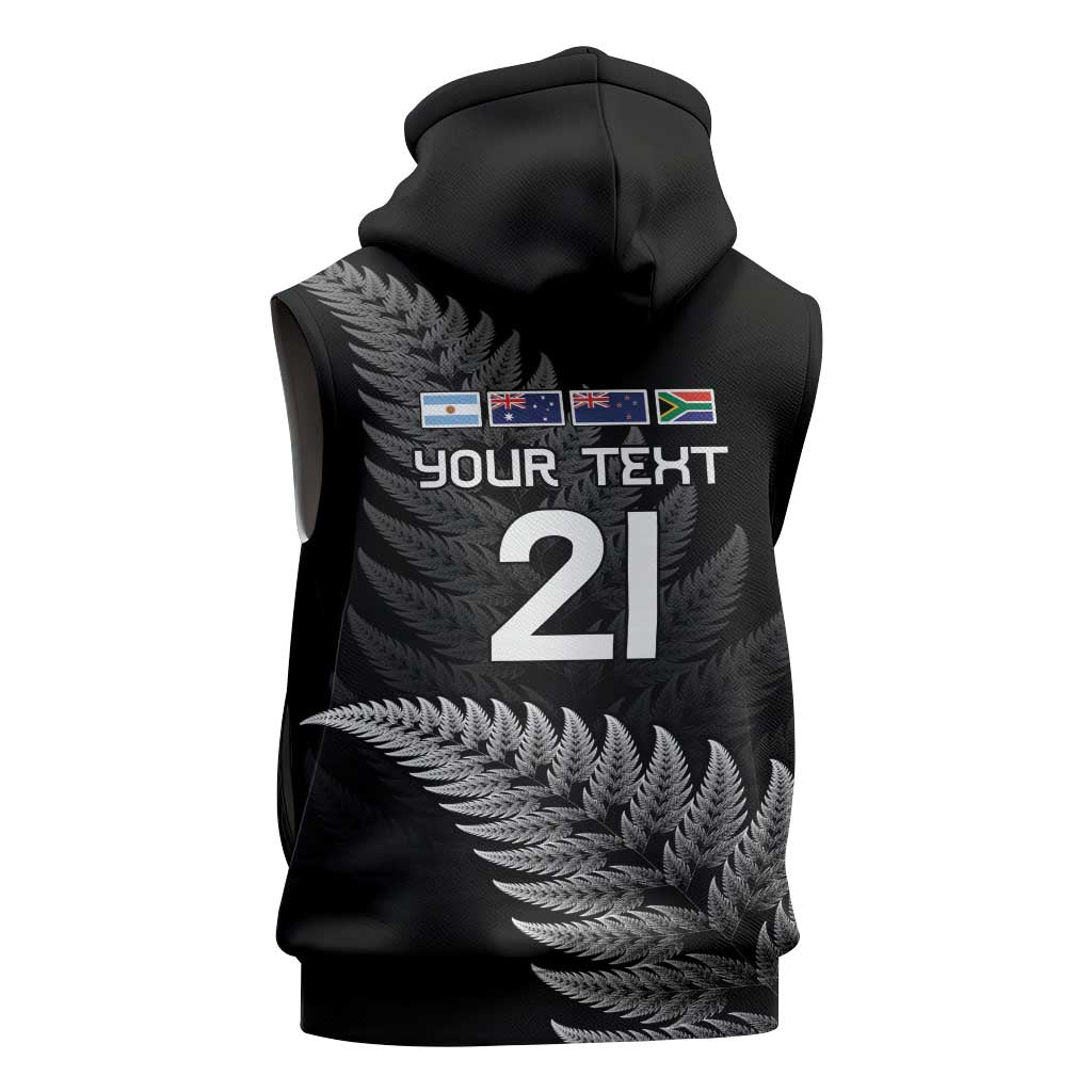 New Zealand Rugby Custom Sleeveless Hoodie Glory Be To Black Silver-fern - Polynesian Pride