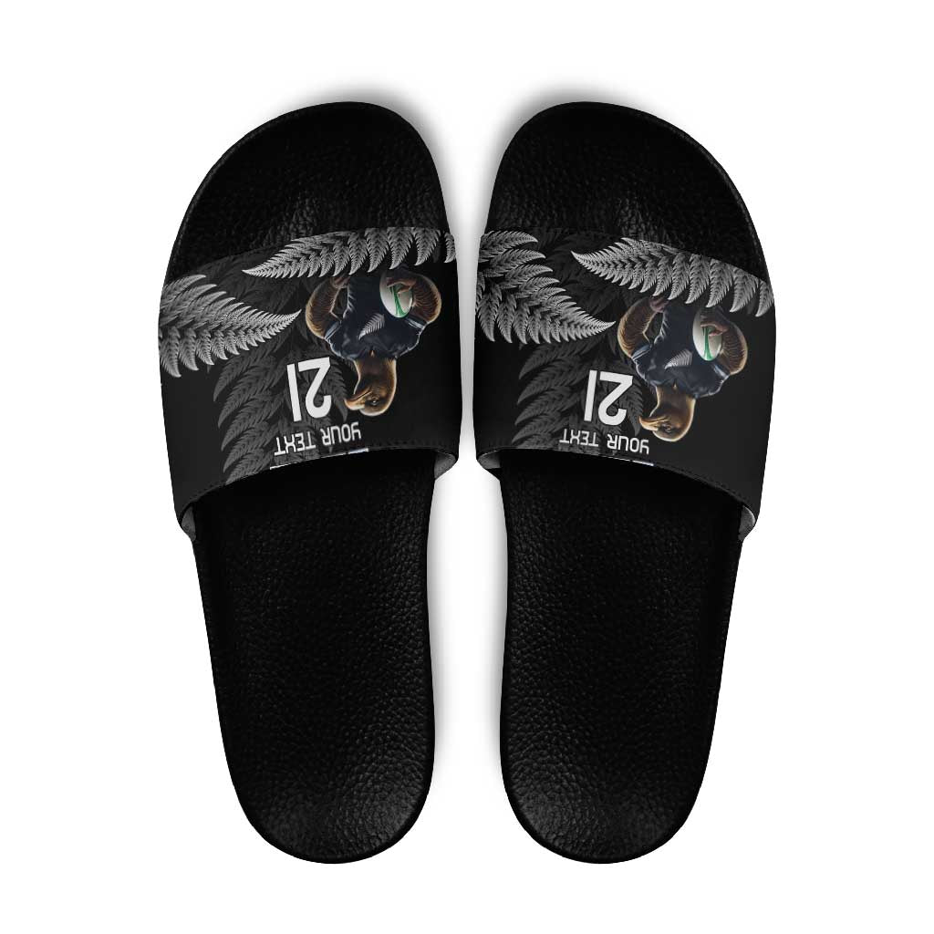 New Zealand Rugby Custom Slide Sandals Glory Be To Black Silver-fern LT9 Black - Polynesian Pride