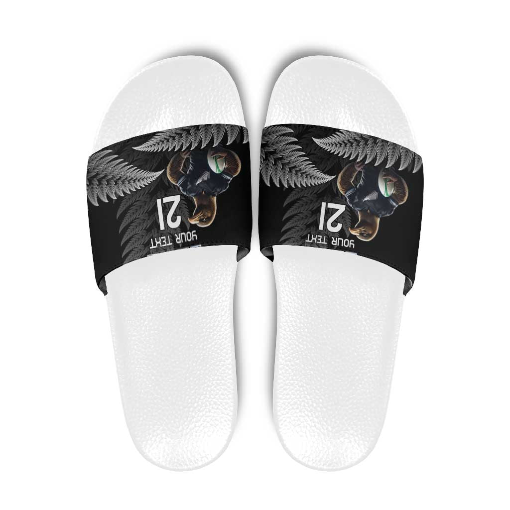 New Zealand Rugby Custom Slide Sandals Glory Be To Black Silver-fern LT9 Black - Polynesian Pride