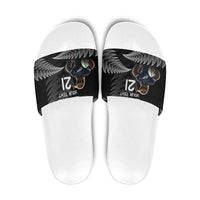 New Zealand Rugby Custom Slide Sandals Glory Be To Black Silver-fern LT9 Black - Polynesian Pride