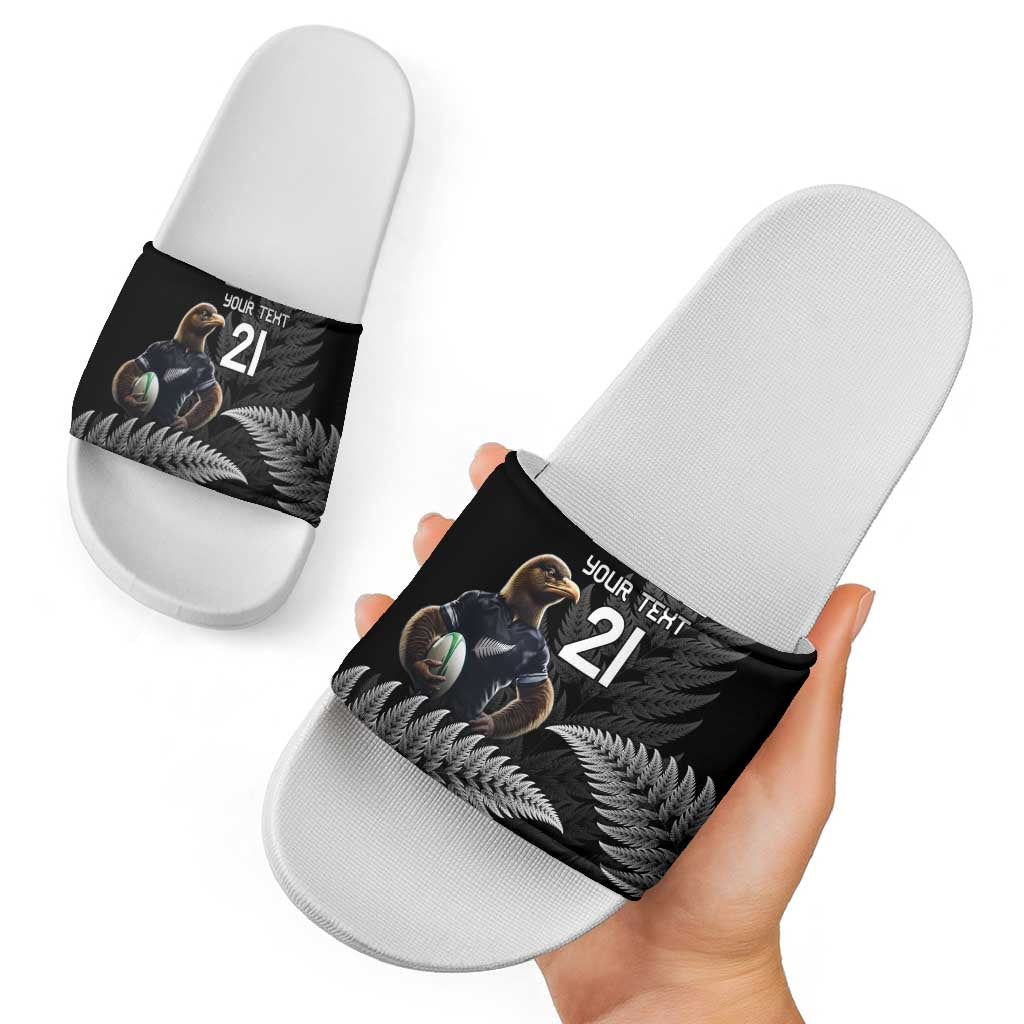 New Zealand Rugby Custom Slide Sandals Glory Be To Black Silver-fern LT9 - Polynesian Pride