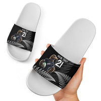 New Zealand Rugby Custom Slide Sandals Glory Be To Black Silver-fern LT9 - Polynesian Pride
