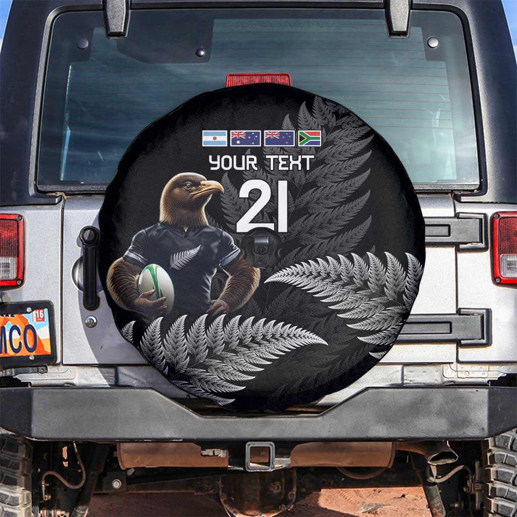New Zealand Rugby Custom Spare Tire Cover Glory Be To Black Silver-fern - Polynesian Pride
