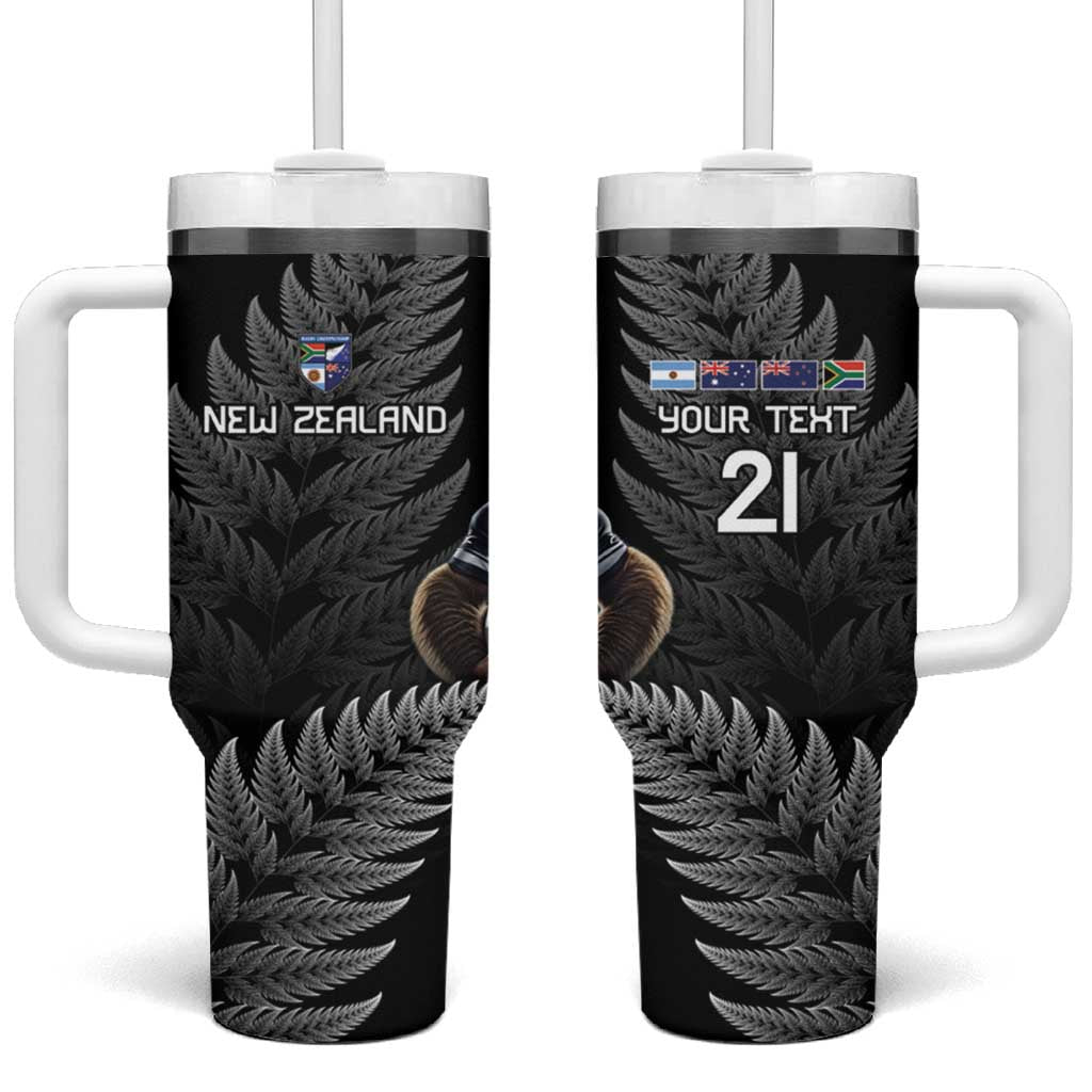 New Zealand Rugby Custom Tumbler With Handle Glory Be To Black Silver-fern - Polynesian Pride
