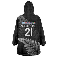 New Zealand Rugby Custom Wearable Blanket Hoodie Glory Be To Black Silver-fern - Polynesian Pride