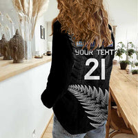 New Zealand Rugby Custom Women Casual Shirt Glory Be To Black Silver-fern LT9 - Polynesian Pride
