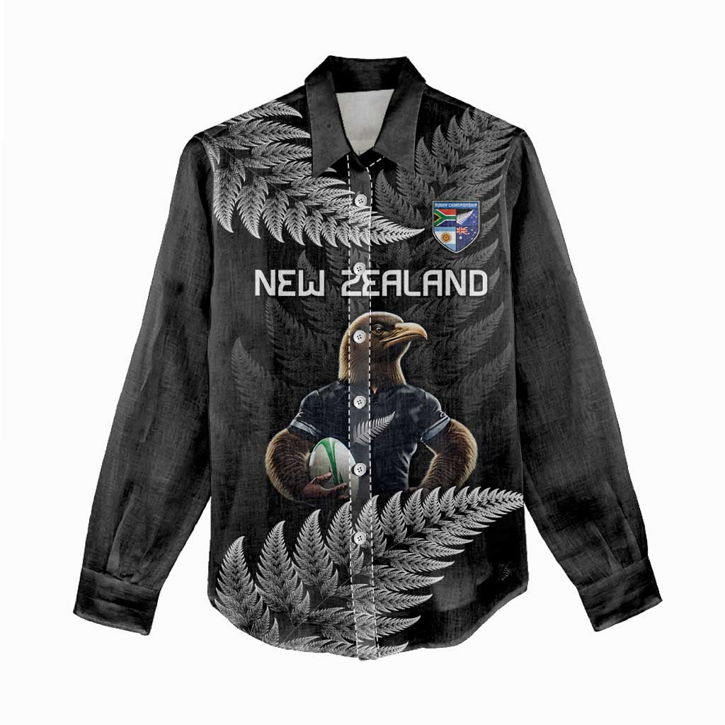 New Zealand Rugby Custom Women Casual Shirt Glory Be To Black Silver-fern LT9 - Polynesian Pride