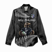 New Zealand Rugby Custom Women Casual Shirt Glory Be To Black Silver-fern LT9 - Polynesian Pride