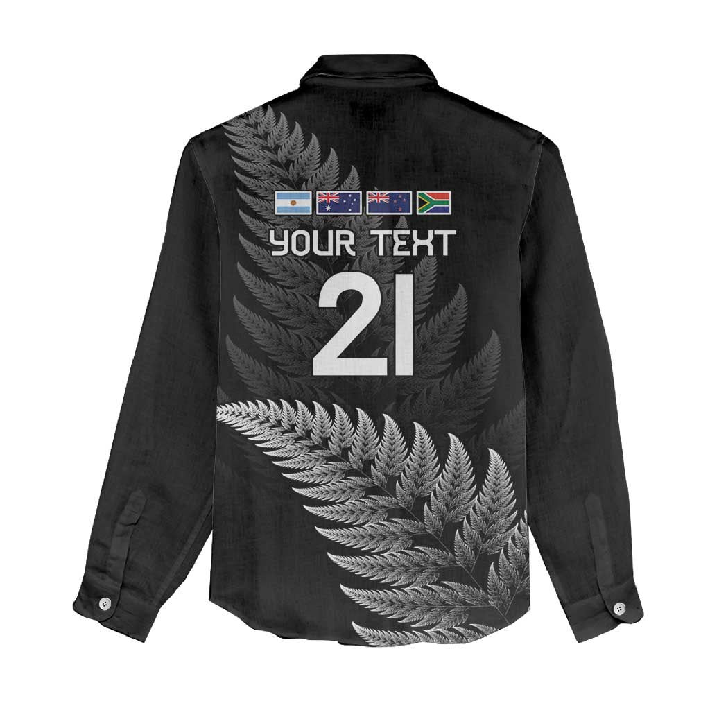 New Zealand Rugby Custom Women Casual Shirt Glory Be To Black Silver-fern LT9 - Polynesian Pride