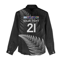 New Zealand Rugby Custom Women Casual Shirt Glory Be To Black Silver-fern LT9 - Polynesian Pride
