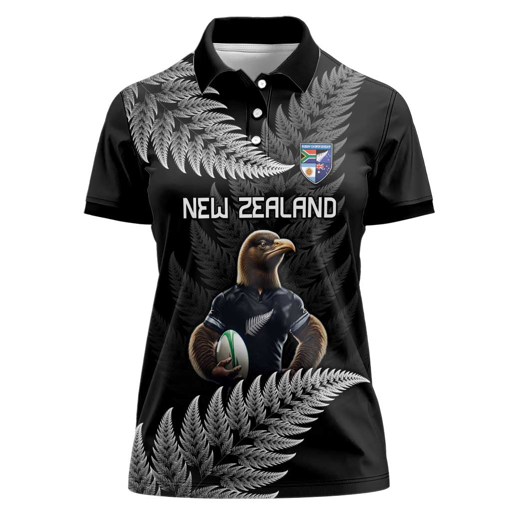 New Zealand Rugby Custom Women Polo Shirt Glory Be To Black Silver-fern - Polynesian Pride
