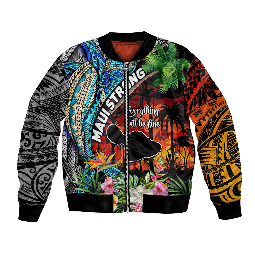 Hawaii Strong Maui Wildfire Bomber Jacket Pray For Lahaina Maui LT9 Unisex Black - Polynesian Pride