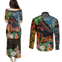Hawaii Strong Maui Wildfire Couples Matching Puletasi Dress and Long Sleeve Button Shirts Pray For Lahaina Maui LT9 - Polynesian Pride