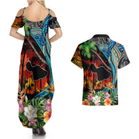 Hawaii Strong Maui Wildfire Couples Matching Summer Maxi Dress and Hawaiian Shirt Pray For Lahaina Maui LT9 - Polynesian Pride