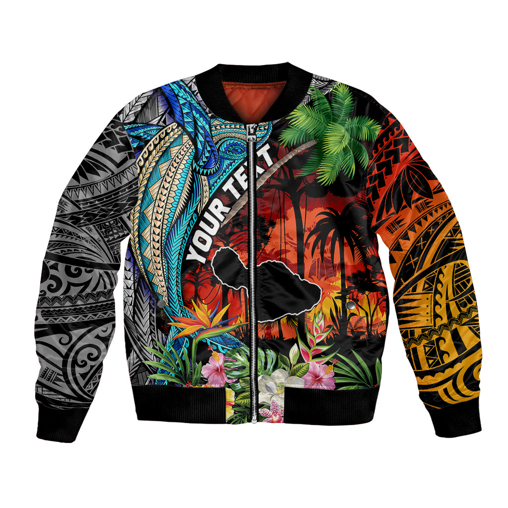 Personalised Hawaii Strong Maui Wildfire Bomber Jacket Pray For Lahaina Maui LT9 Unisex Black - Polynesian Pride