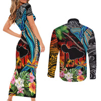 Personalised Hawaii Strong Maui Wildfire Couples Matching Short Sleeve Bodycon Dress and Long Sleeve Button Shirts Pray For Lahaina Maui LT9 - Polynesian Pride