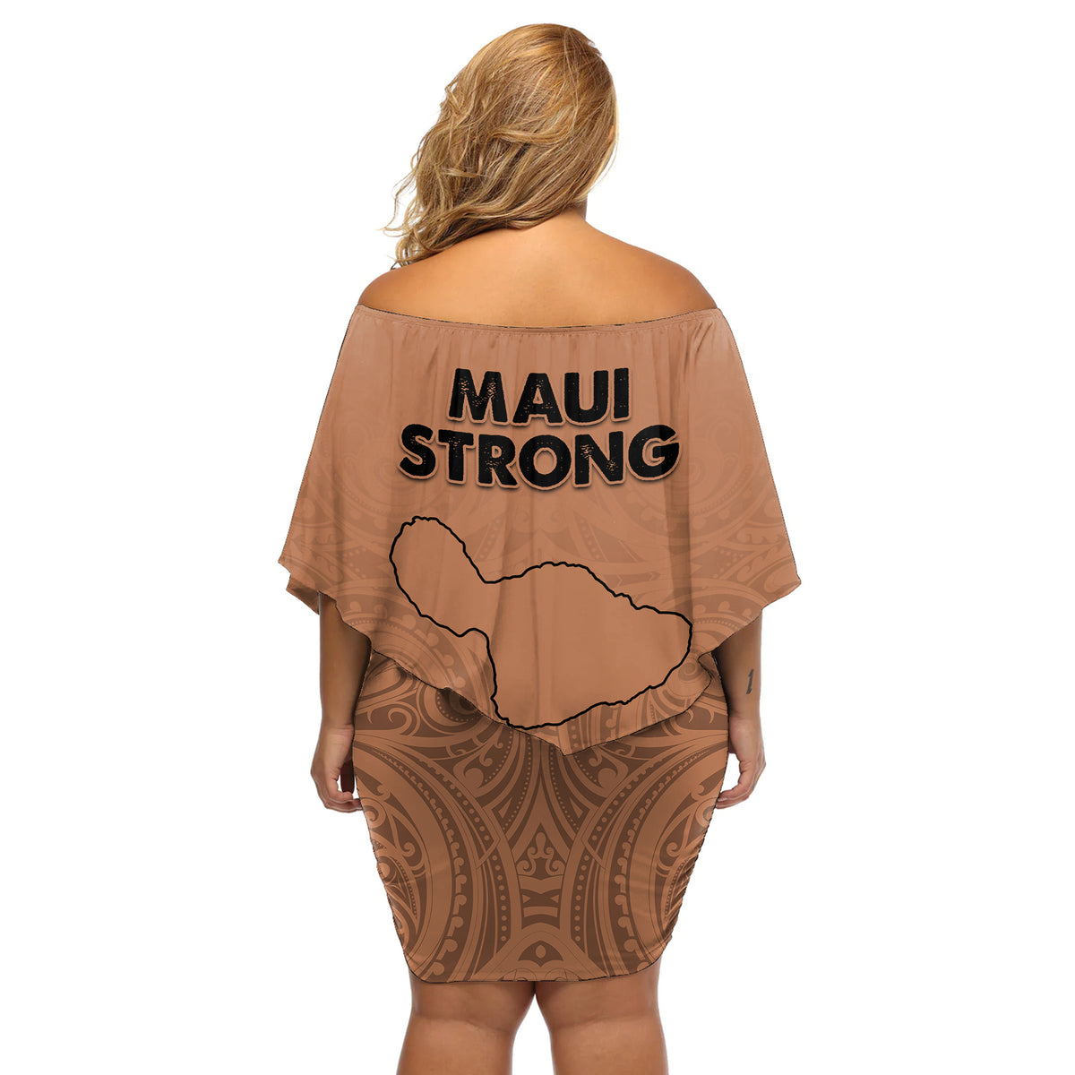 Hawaii Strong Maui Wildfire Off Shoulder Short Dress No1 LT9 - Polynesian Pride