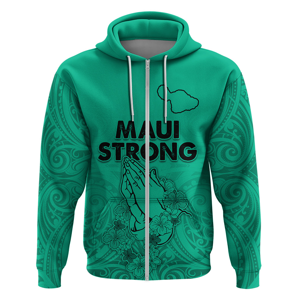 Hawaii Strong Maui Wildfire Hoodie No2 LT9 Zip Hoodie Green - Polynesian Pride