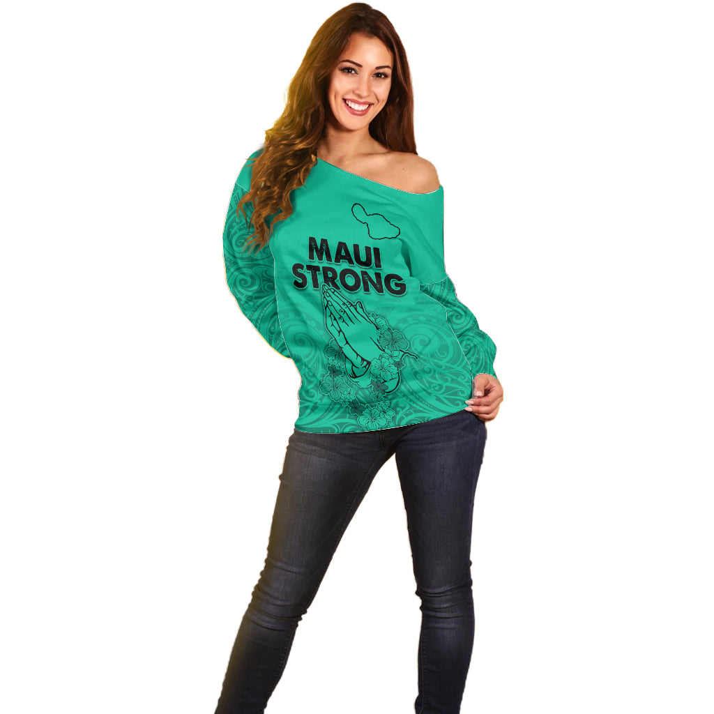 Hawaii Strong Maui Wildfire Off Shoulder Sweater No2 LT9 - Polynesian Pride