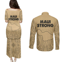 Hawaii Strong Maui Wildfire Couples Matching Puletasi Dress and Long Sleeve Button Shirts No3 LT9 - Polynesian Pride