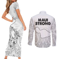 Hawaii Strong Maui Wildfire Couples Matching Short Sleeve Bodycon Dress and Long Sleeve Button Shirts No4 LT9 - Polynesian Pride