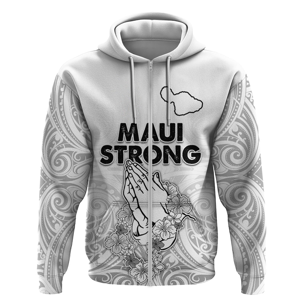 Hawaii Strong Maui Wildfire Hoodie No4 LT9 Zip Hoodie White - Polynesian Pride