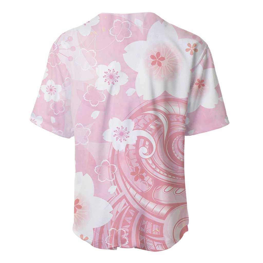 Japan Sakura Floral with Polynesian Vibe Baseball Jersey LT9 - Polynesian Pride