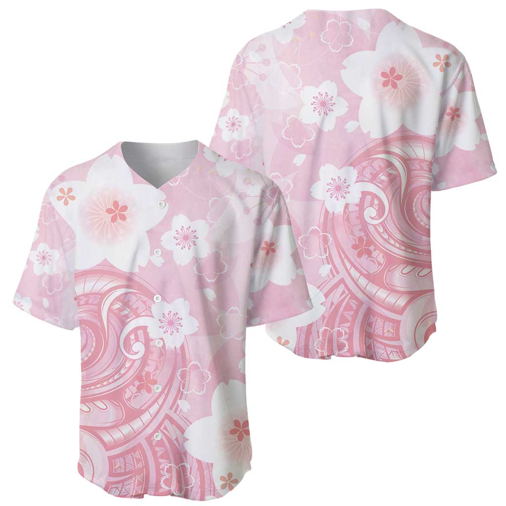 Japan Sakura Floral with Polynesian Vibe Baseball Jersey LT9 - Polynesian Pride