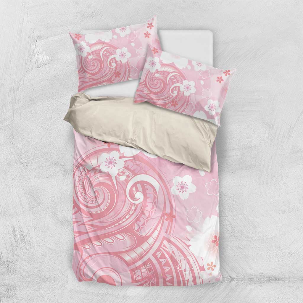 Japan Sakura Floral with Polynesian Vibe Bedding Set