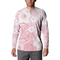 Japan Sakura Floral with Polynesian Vibe Button Sweatshirt LT9 - Polynesian Pride