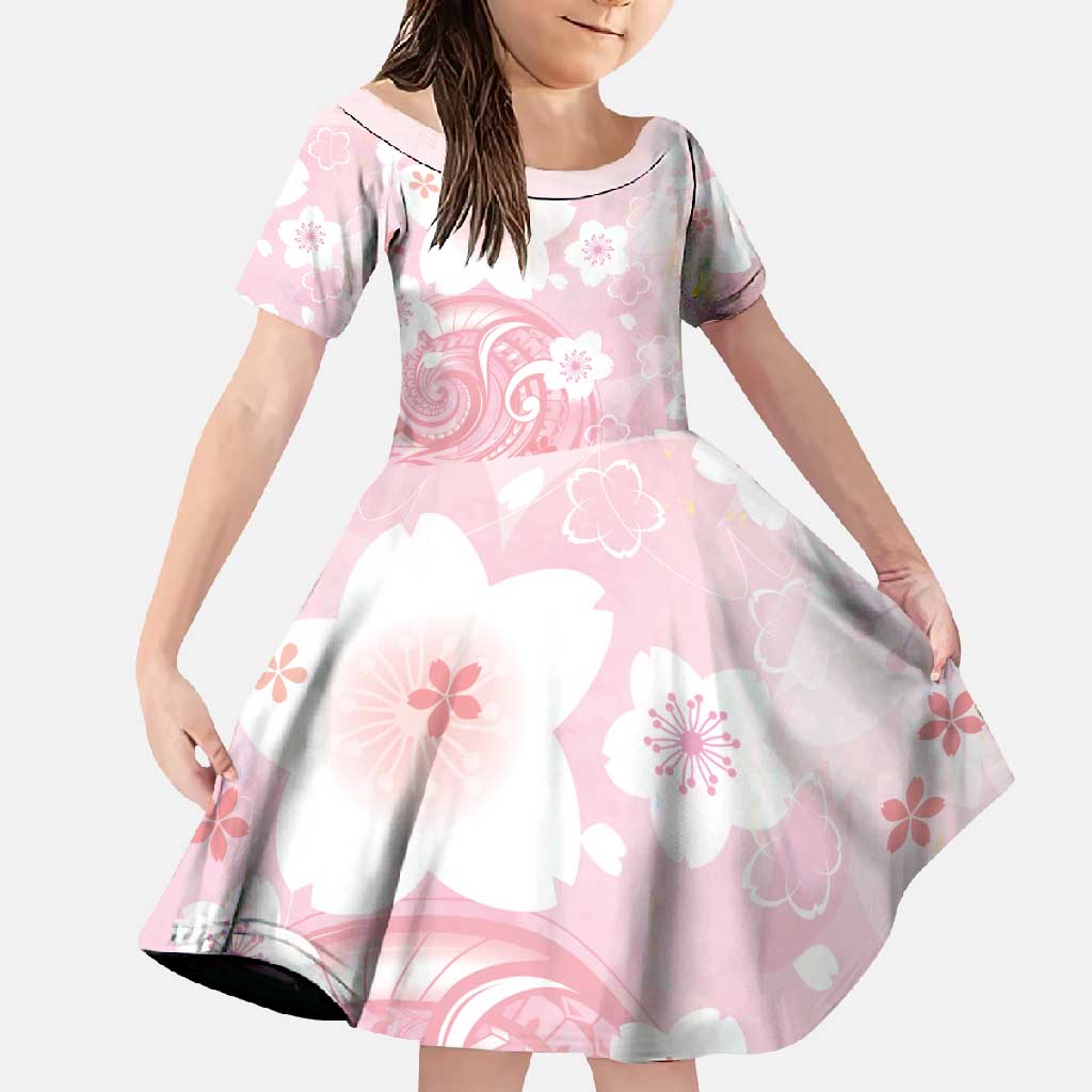 Japan Sakura Floral with Polynesian Vibe Family Matching Mermaid Dress and Hawaiian Shirt