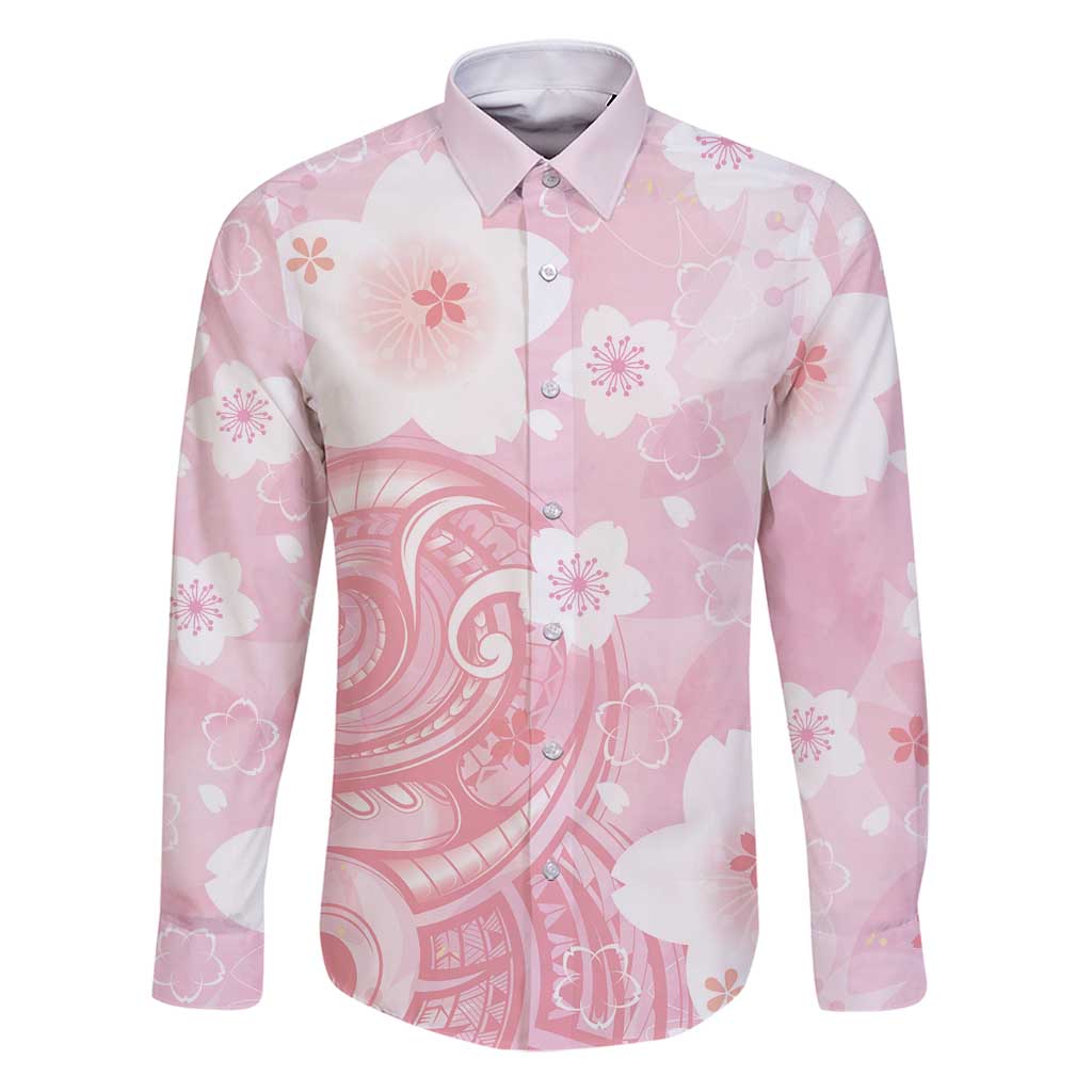 Japan Sakura Floral with Polynesian Vibe Family Matching Puletasi and Hawaiian Shirt