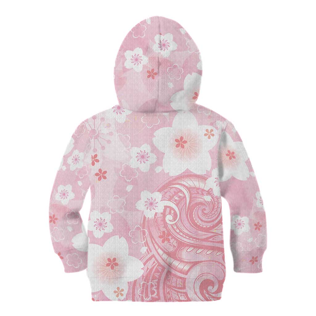 Japan Sakura Floral with Polynesian Vibe Kid Hoodie